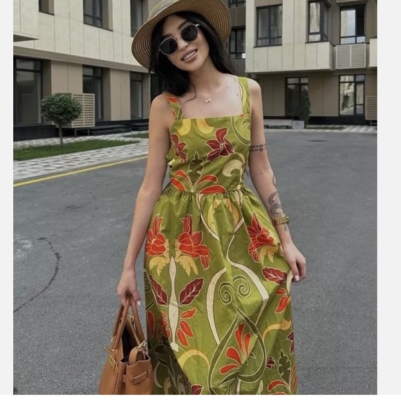 ZARA PRINTED MIDI DRESS - Picture 7 of 15